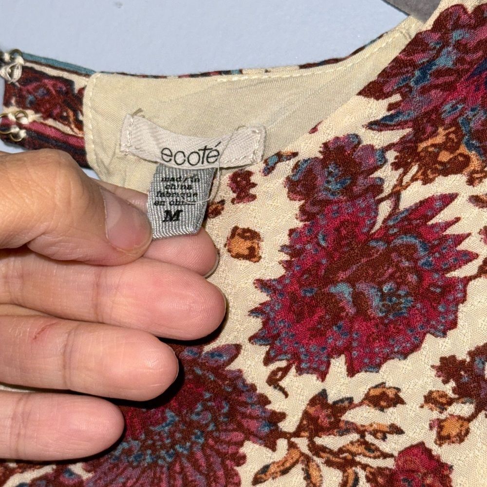 Ecoté Boho Floral Open Back Tunic/Mini dress size Medium GUC - Picture 5 of 9
